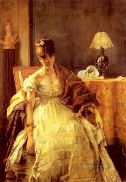 Dama enamorada del pintor belga Alfred Stevens Pinturas al óleo